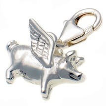 Sterling 925 Silver Flying Pig Clip On Charm. Handmade by Welded Bliss WBC1459 - £19.70 GBP