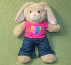 Build A Bear 18" Bunny Rabbit Tan Stuffed Animal Denim J EAN S Nashville Shirt - $15.75