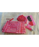 Victoria's Secret Red W/White Hearts Zippered Makeup Pouch/Bag-Gifts Included