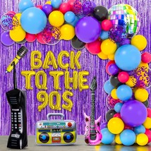 101Pcs 90S Party Decorations, 90&#39;S Birthdays Party Supplies Bundle Includes Infl - £33.61 GBP