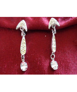 Vintage DANGLING Rhinestone EARRINGS are signed EMMONS Clip-Ons (#0302) - $41.01 CAD