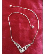 NECKLACE VINTAGE RHINESTONE with Herringbone Chain (#0700) - $32.81 CAD
