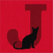 Pepita Needlepoint Canvas: Letter J Black Cat, 7&quot; x 7&quot; - £40.18 GBP+