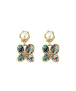 Copper Abalone Flower Tassel Pearl Earrings - $52.97 CAD