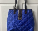 Quilted Faux Leather and  Nylon  Quilted Royal Blue Shopping Bag Tote - $18.80