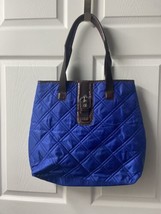 Quilted Faux Leather and  Nylon  Quilted Royal Blue Shopping Bag Tote - £14.79 GBP