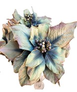 Artificial Poinsettia Stems With Gold-Edged Leaves Christmas Holiday Dec... - $14.01