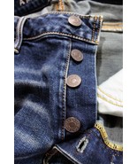 NEW Men&#39;s AEO Slim SELVEDGE Jeans Faded Dark Indigo Button Fly  33 x 30 ... - £77.76 GBP