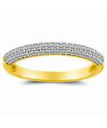 Solid Genuine 14k Gold 1/3ct Round Diamonette Cubic Zirconia 3-Row Weddi... - $4,138.84 MXN+