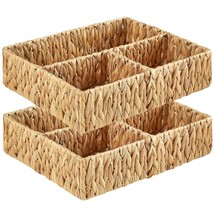 Wicker Divided Storage Basket, Hand-Woven Water Hyacinth Wicker Baskets, Basket  - £51.95 GBP