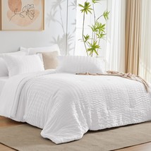 Cozylux Queen Bed In A Bag White Seersucker Comforter Set With Sheets 7-... - $53.34