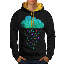 Shower Cloud Rain Sweatshirt Hoody Artsy Raining Men Contrast Hoodie - £19.02 GBP