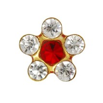 New Personal Ear Piercer July Ruby Daisy 24k gld Plate 6mm Surgical Steel Studs  - $11.99