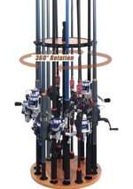 Fishing Rod Pole Storage Round Spinning Organizer Up to 15 Rod Burned Wood - $19.79