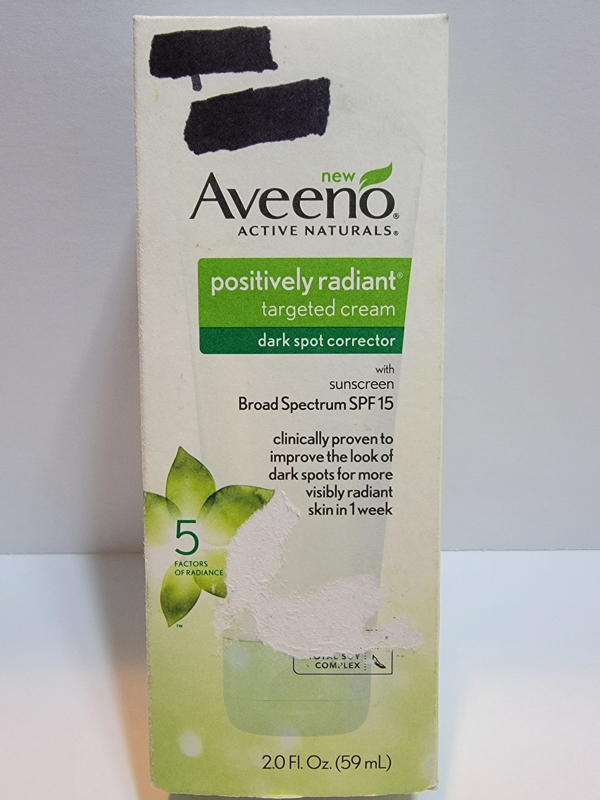 Primary image for Aveeno Positively Radiant Targeted Cream Dark Spot Corrector SPF 15 Rare 2.0 Oz