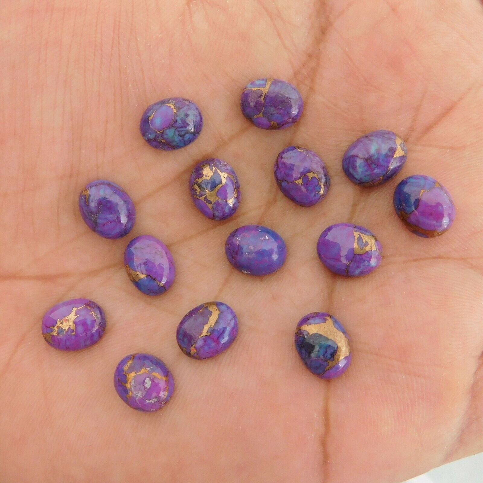 Primary image for GTL certificate 8x10 mm Oval Purple Copper Turquoise Loose Gem LOT 50 Pieces a1