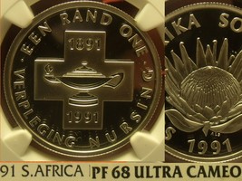 South Africa 1991 Rand NGC Proof 68 Ultra Cameo~Nursing 100 Years~Free S... - $80.35