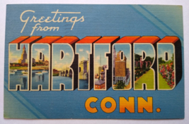 Greetings From Hartford Connecticut Postcard Large Big Letter 1940 HP Koppleman - $11.03