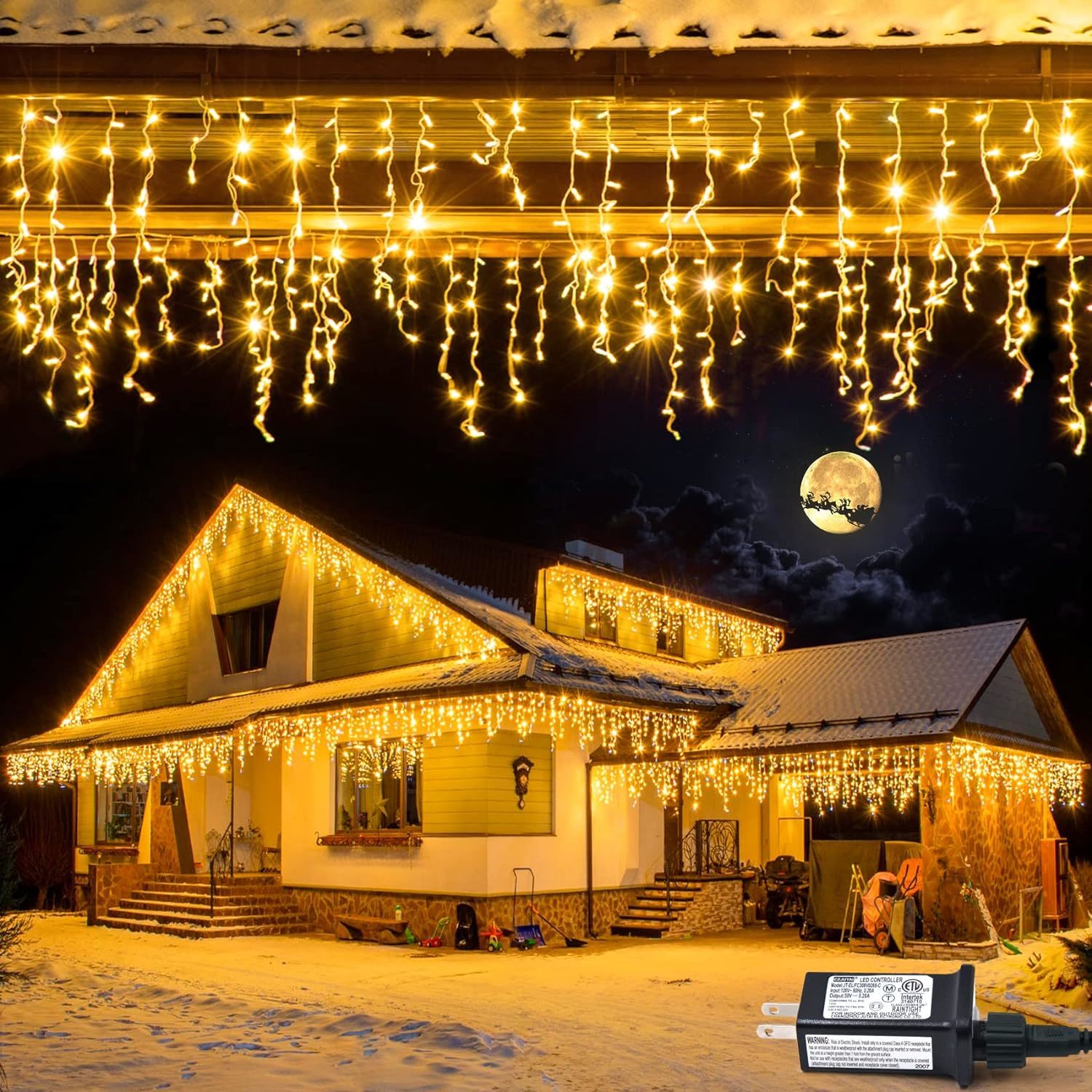 Primary image for 200 Led Icicle Lights, 8 Modes Waterproof Icicle Christmas Lights, Indoor Outdoo