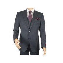 Men Suit BERLUSCONI Turkey 100% Italian Wool Super 180's Vested #Ber15 Charcoal image 3