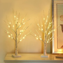 2Ft 24Lt Pre-Lit White Birch Tree Lights With Timer Decorative Light Tab... - £33.82 GBP