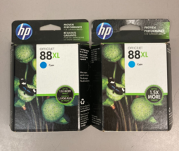 Lot of 2 Genuine OEM HP 88XL Cyan High Yield Ink Cartridge C9391AN Exp 2... - $9.95