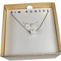 Kim Rogers Necklace &amp; Earring Set Silver Tone Rhinestones Costume Jewelry - £5.52 GBP