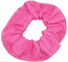 Pink White Tiny Polka Dots Fabric Hair Scrunchie Scrunchies by Sherry  - $6.99