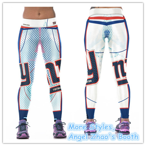 Angel Womens NEW YORK GIANTS Workout High Waisted Leggings Yoga Gym NFL Pants - $23.49