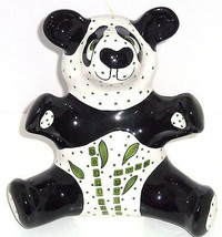Panda Bear Bank Giant Coin Money Polka Dots Ceramic Animal - £39.92 GBP