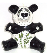 Panda Bear Bank Giant Coin Money Polka Dots Ceramic Animal - $49.95