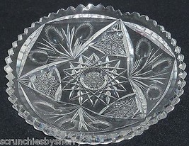 American Briliant Cut Glass Nappy Dish Candy Vintage ABP Star Leaves Libbey - £55.91 GBP