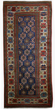 Handmade antique Caucasian Gendje rug 3.2&#39; x 8&#39; ( 97cm x 244cm ) 1880s 1B522 - £5,819.31 GBP