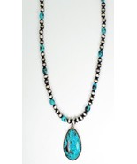 Vicki Orr Mountain Turquoise Pendant w/ Navajo Pearl and Kingman bead ne... - £528.61 GBP
