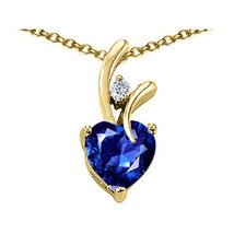 7MM Or 9MM Heart Shape Blue Sapphire Pendant Solid 14K Yellow Or White Gold - £23.54 GBP