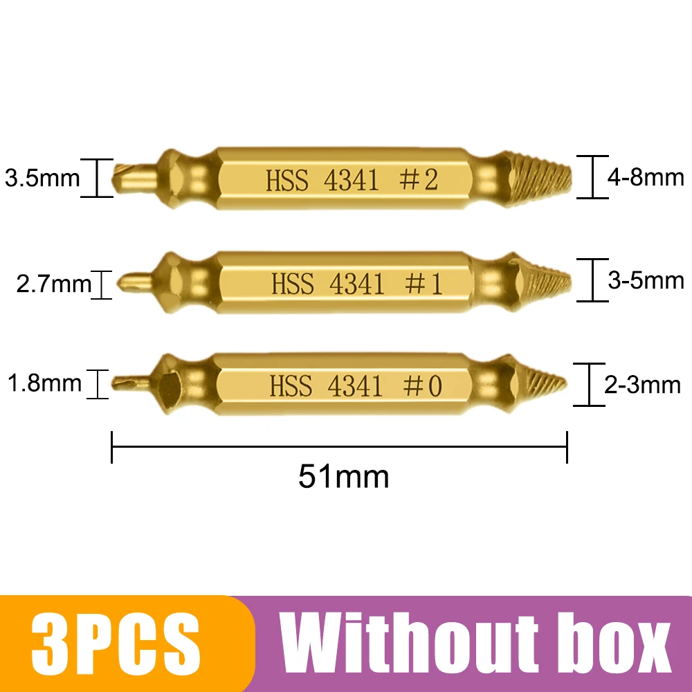 3/4/5/6Pcs Damaged Screw Extractor Drill Bit Double Side Drill Out Broken Screw  - £131.90 GBP