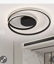 MADEM Modern Ceiling Light, 20.5&#39;&#39; Dimmable LED Flush Mount 2 Rings Black - £59.62 GBP