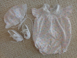 3 Pc. Set of a Baby Fair Summer Outfit with  BONNET and pair of Booties (#0213) - £14.84 GBP