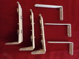 6 Pc. White Set Of 3 Drapery Rod Brackets &amp; 3 Shelving Brackets (#1029) - £14.09 GBP