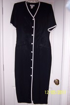 Black Dress by J.W. Treci with White Trim Size 10.(#0273) - £17.29 GBP