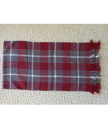 “HORKSHIRE PRODUCT” RED, GRAY &amp; WHITE PLAID SCARF (#1054) made in U.S.A. - £16.43 GBP