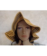 Lady’s Brown Striped Straw Shade Hat with Draw String (#1776) - £17.29 GBP