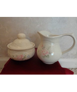 Pfaltzgraff Tea Rose Creamer and Sugar Dish with lid set (#2438) - £25.94 GBP