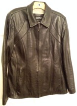 Kasper Black Leather Coat Jacket  L Large Soft Supple Leather - $37.57