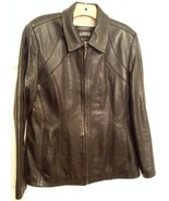 Kasper Black Leather Coat Jacket  L Large Soft Supple Leather - $51.38 CAD