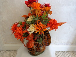 Thanksgiving Turkey Centerpiece adorned with Flowers (#0519) - £24.68 GBP