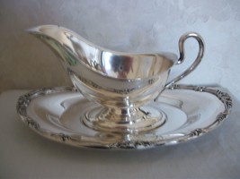 Silver-Plated Gravy/Sauce Serving Bowl with Matching Tray (#059 - £76.30 GBP