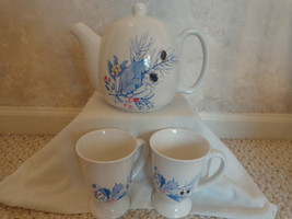 Tea Pot 3 pc. Set Ceramic with lid and 2 pedestal cups, Designpac, Inc. ... - $589.11 MXN