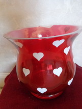 Vase Red with White Hearts and Plastic Liner (#1085) - €12,84 EUR