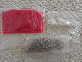 This Is A Batch Of Red &amp; White Sewing BEADS/SEQUINS (#1461) Straight Pins - £9.47 GBP